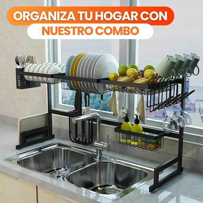 Combo de 3: Soporte de Lavadora + Soporte de Baño + Escurridor de Platos